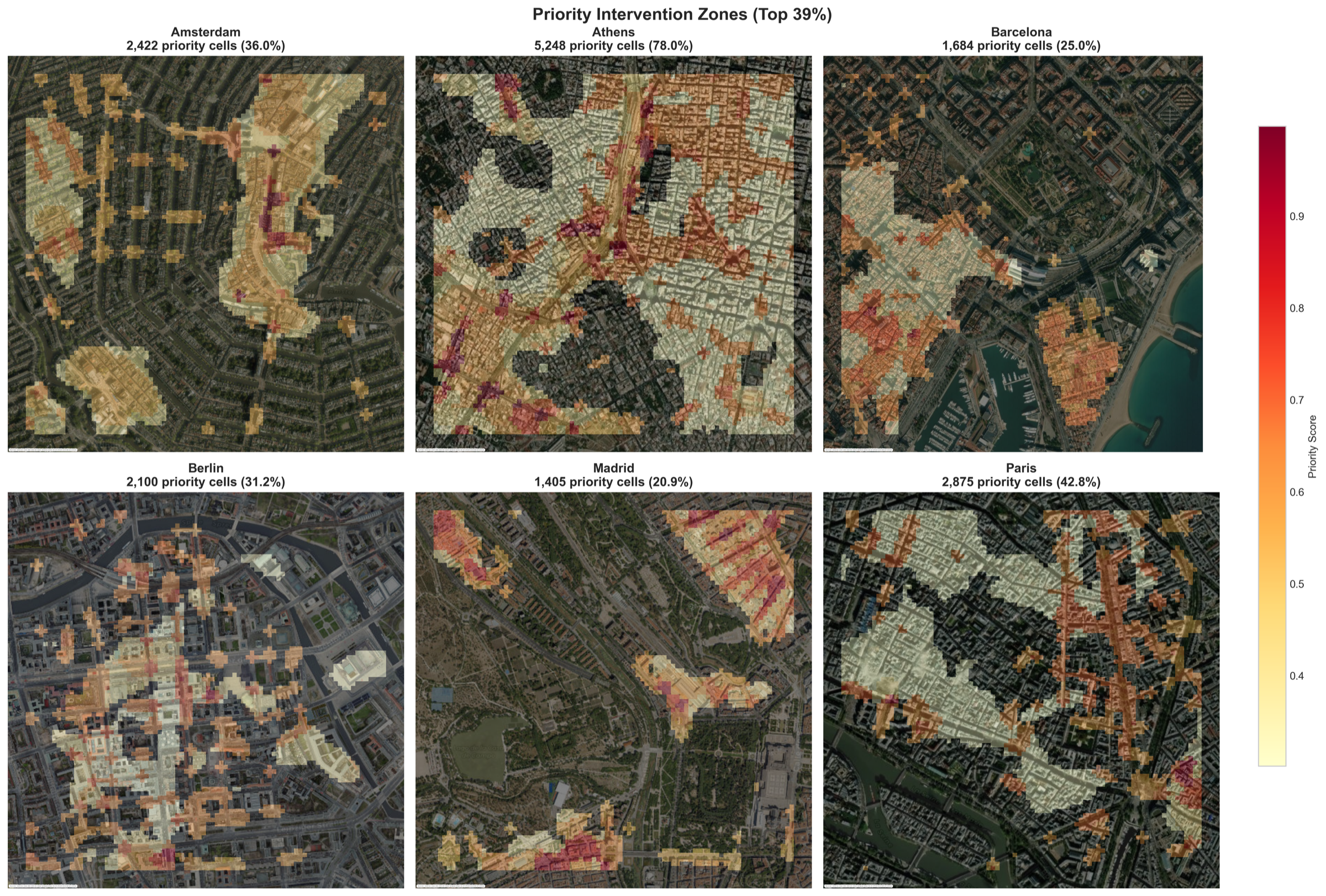 Priority intervention zones across six cities