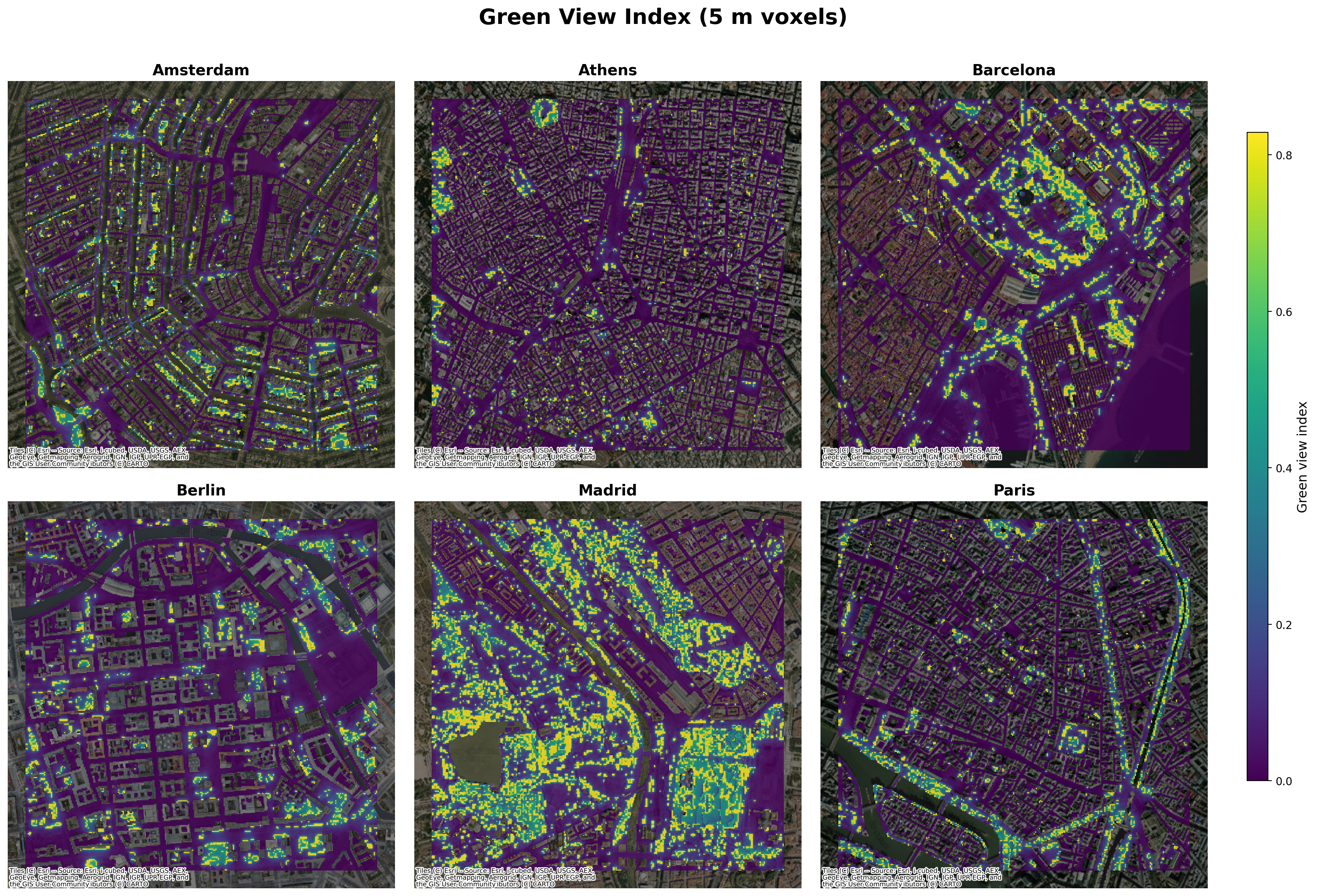 Green View Index across 6 cities
